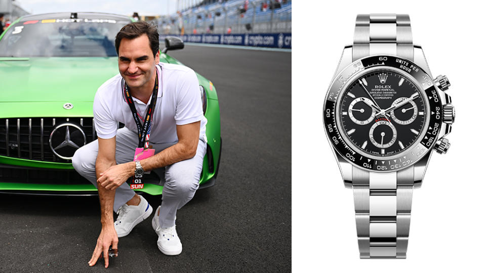 Roger Federer and his Rolex Daytona