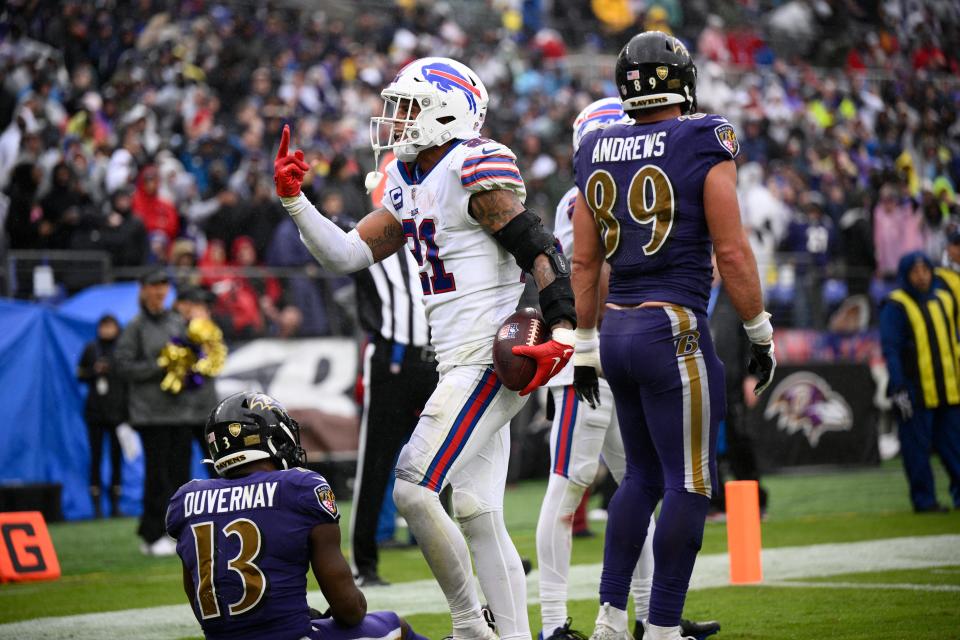 Jordan Poyer was named AFC defensive player of the week after making two interceptions in Baltimore.