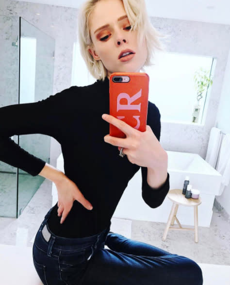 <p>Rocha posed with her pink-and-red customized case. (Photo: Instagram) </p>