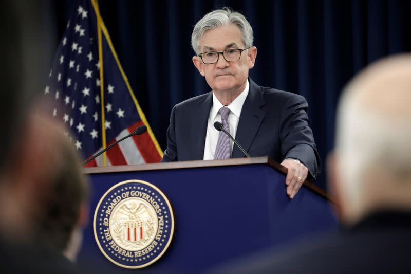 Jerome Powell holds a news conference in Washington