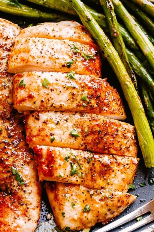 <p>A simple method for how to make juicy, super tender, and wonderfully delicious chicken breasts in the air yryer! This basic air fryer chicken breast recipe is quick, healthy, and can be prepped ahead of time.</p><p><strong>Get the recipe: <a href="https://diethood.com/air-fryer-chicken-breast/" rel="nofollow noopener" target="_blank" data-ylk="slk:Air Fryer Chicken Breasts;elm:context_link;itc:0;sec:content-canvas" class="link rapid-noclick-resp">Air Fryer Chicken Breasts</a></strong></p>