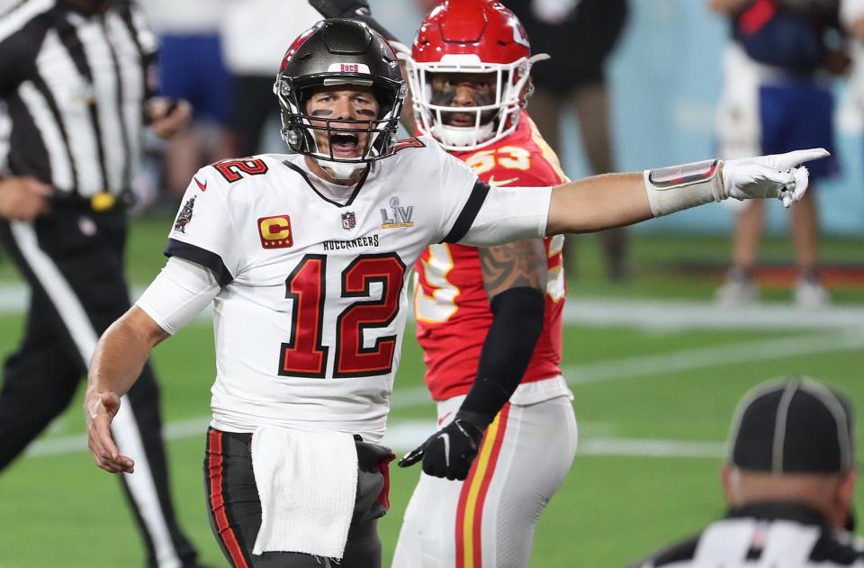 Seen here, Tampa Bay Buccaneers quarterback Tom Brady in action during Super Bowl LV against the Kansas City Chiefs. 