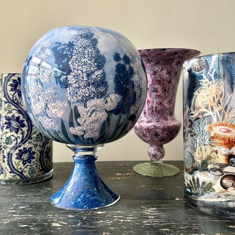 A selection of decoupage vases by John Derian available at The Met Store in Manhattan