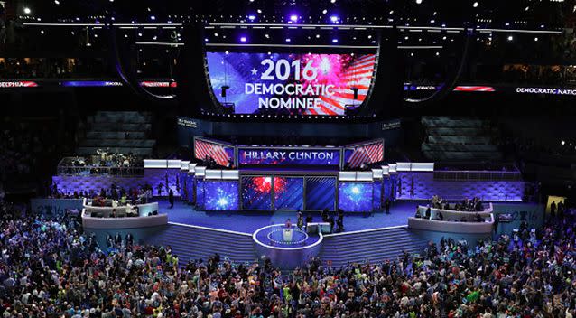 The crowd cheers after formally nominating Democratic presidential candidate Hillary Clinton on the second day of the Democratic National Convention. Photo: Getty