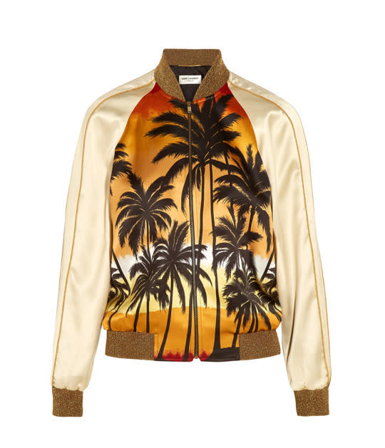 Saint Laurent Printed Satin Bomber Jacket, $2,690, net-a-porter.com