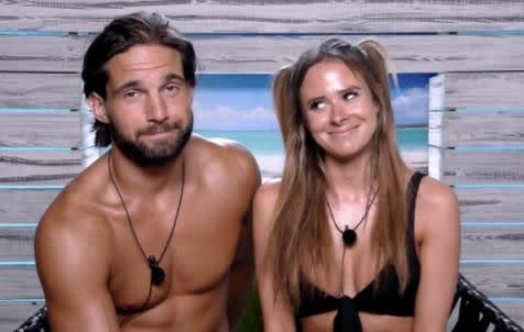 Things are heating up between Camilla and Jamie on Love Island. Source: ITV