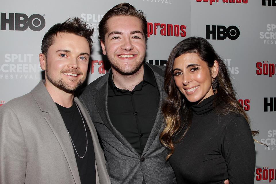 Robert Iiler and Jamie-Lynn Sigler with James Gandolfini's son, Michael Gandolfini