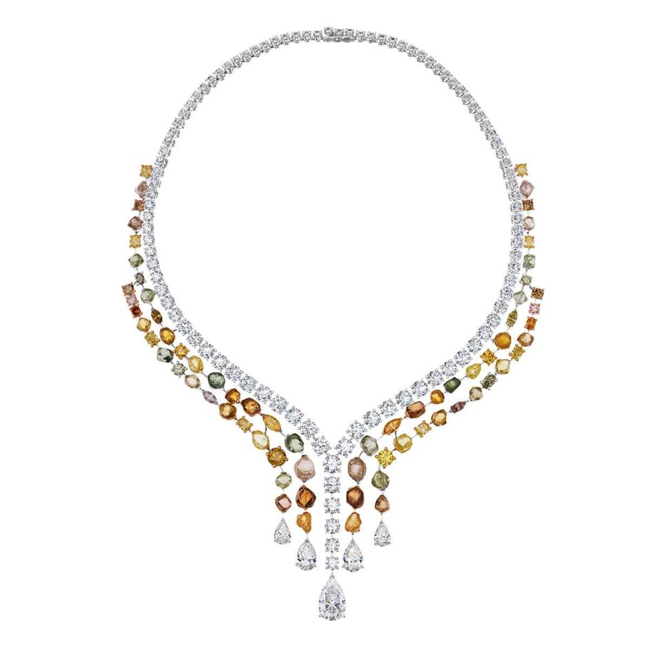 De Beers rough and polished diamond Vulcan necklace