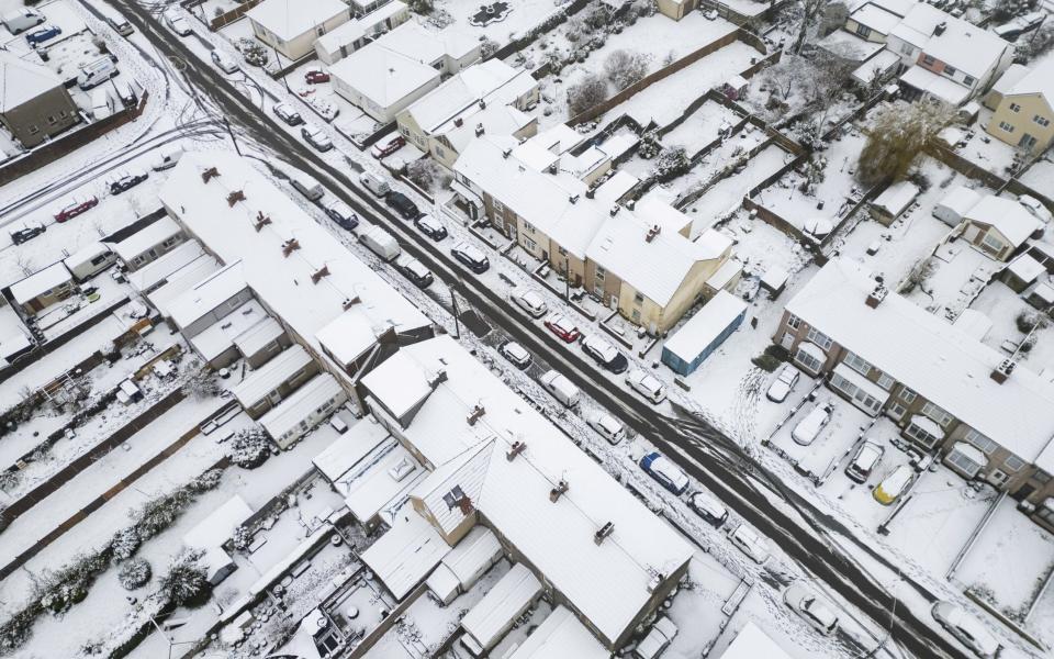 Homes in Bristol were covered in snow on March 2