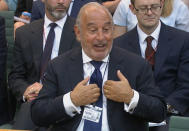 Retailer Philip Green speaks before Parliament's business select committee on the collapse of British Home Stores which he used to own, in London, Britain June 15, 2016. Parliament TV/Handout via REUTERS/Files