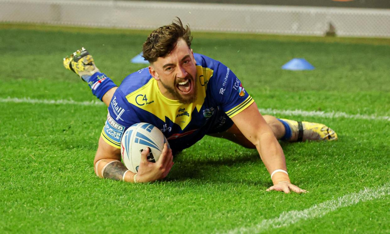 <span>Matty Ashton touches down Warrington’s fifth try.</span><span>Photograph: Paul Currie/SWpix.com</span>