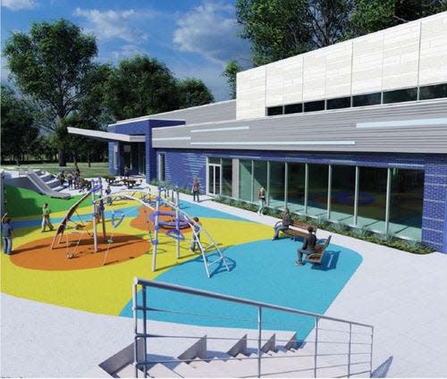 A groundbreaking was held over the weekend for Akron's Ed Davis Community Center, shown in an artist's rendering.