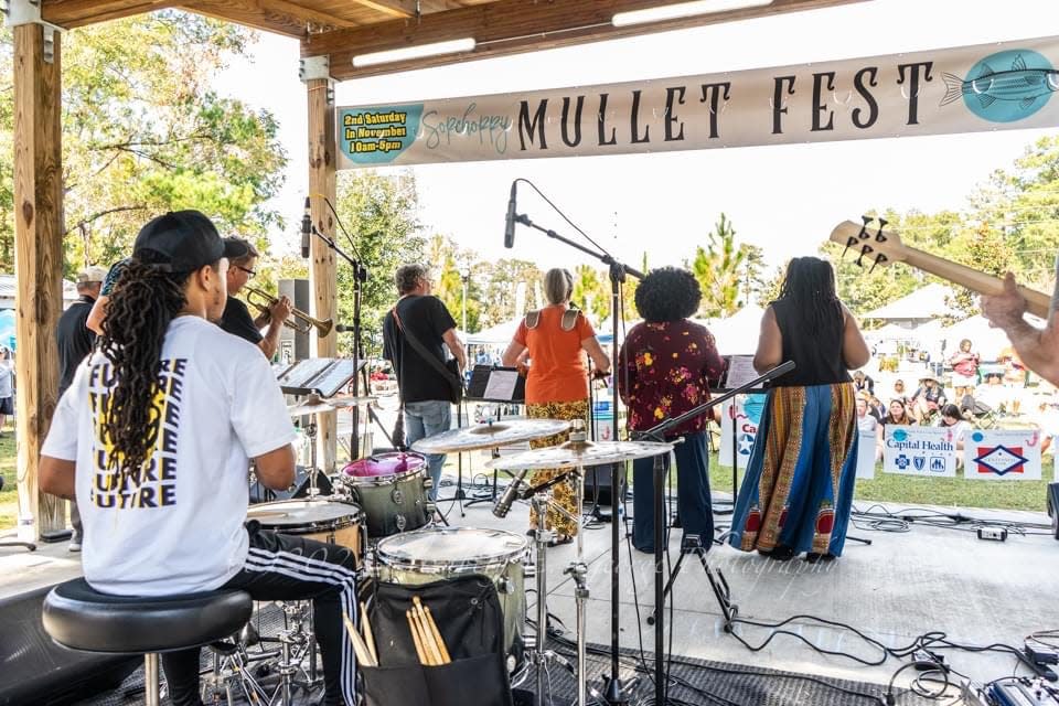 Jordan Green performing at the Oyster and Mullet Festival with the Funky Taters. Green will perform at the Cool Breeze Art and Smooth Jazz Festival, which runs April 11-13, 2024,