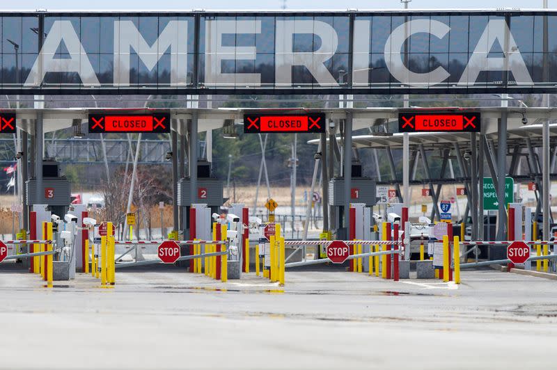 FILE PHOTO: The U.S.-Canada border crossing is seen amid the coronavirus disease (COVID-19) outbreak in Lacolle