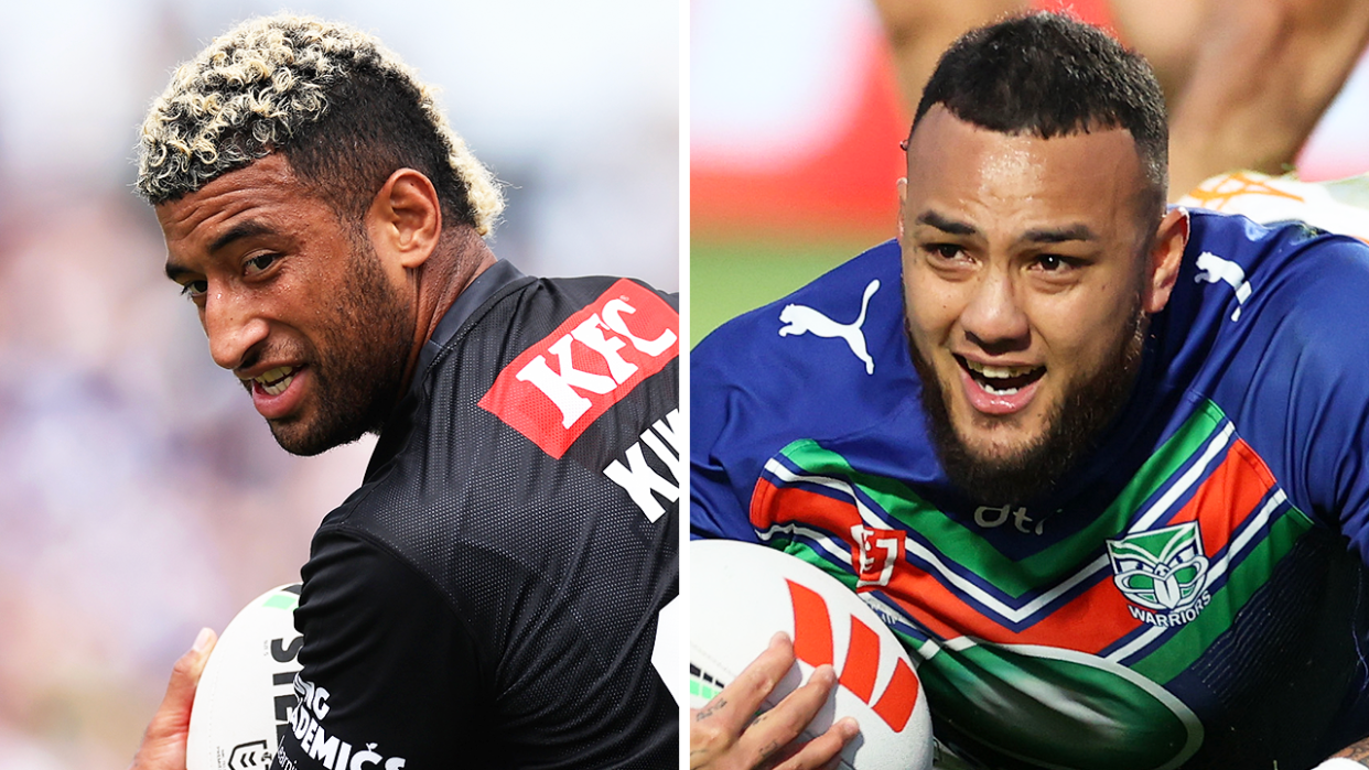 Viliame Kikau trains and Addin Fonua-Blake scores a try.