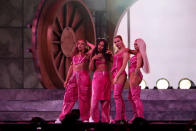 Little Mix perform at the Brit Awards at the O2 Arena in London, Britain, February 20, 2019. REUTERS/Hannah McKay
