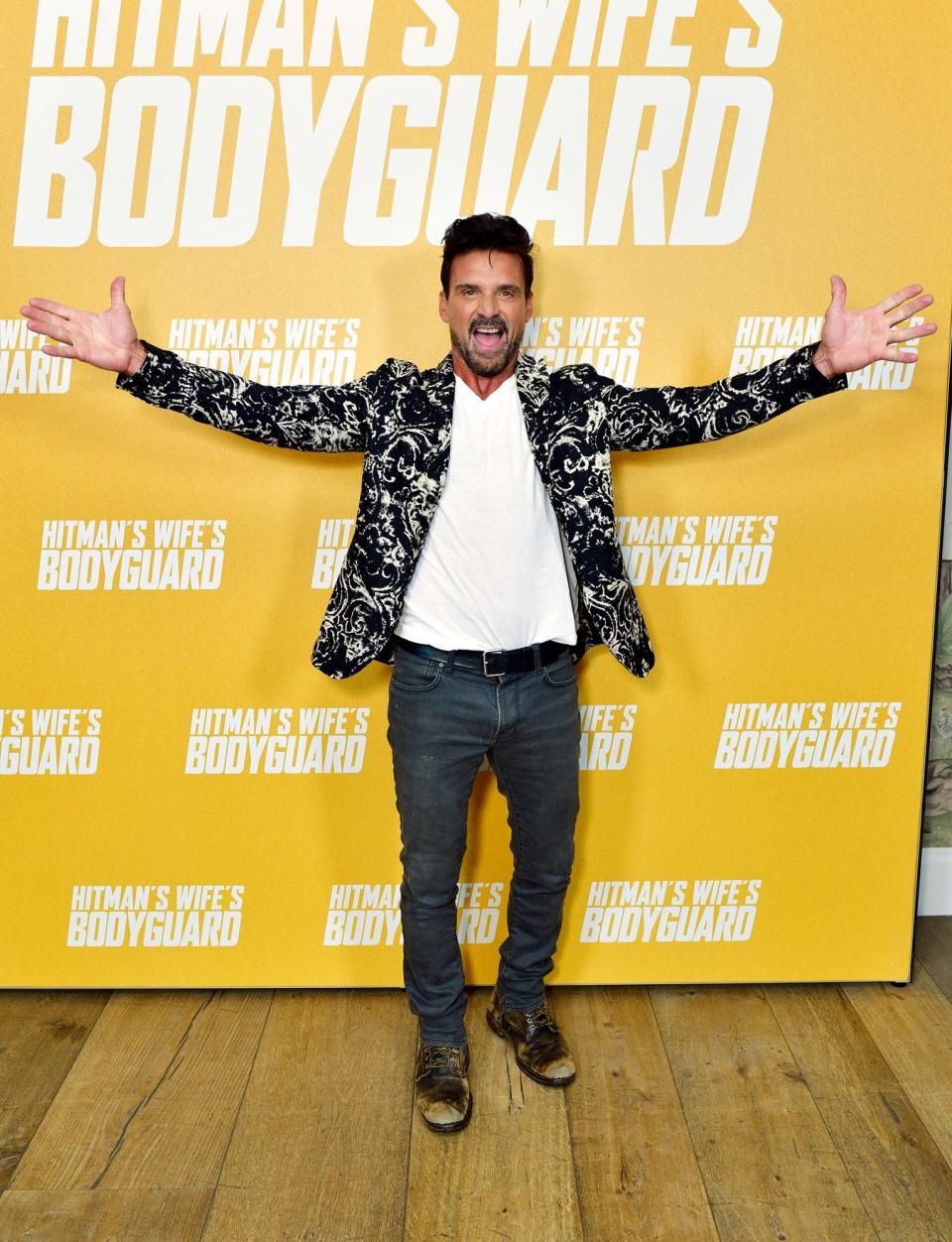 <p>Frank Grillo looks thrilled at a special screening for <em>Hitman's Wife's Bodyguard </em>in N.Y.C. on June 14. </p>