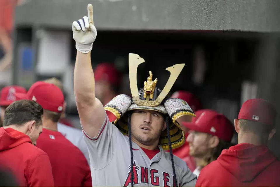 「鱒魚」楚奧特（Mike Trout）、大谷翔平同場開轟。法新社