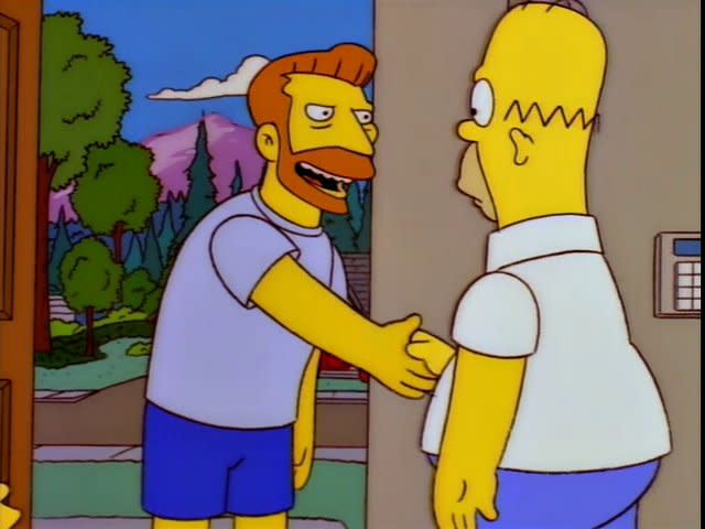 Homer’s mysterious new boss Hank Scorpio in “You Only Move Twice”. (Fox)