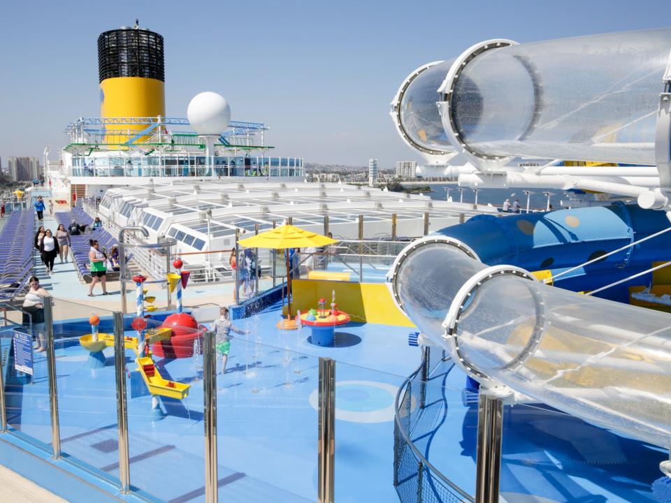 The water slide and kid's water playground on the Carnival Firenze.