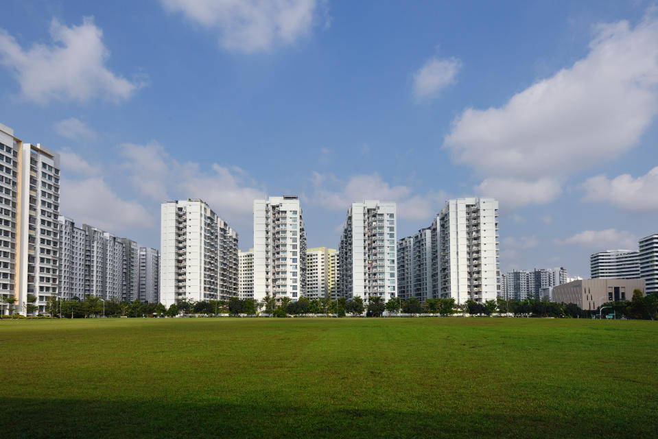 HDB BTO blocks in Punggol district on a sunny day.