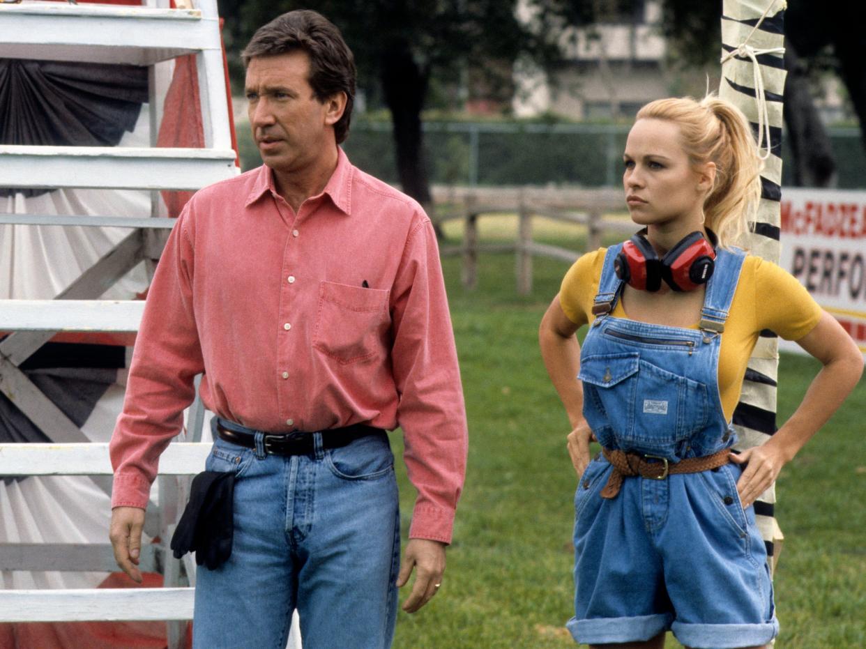 Tim Allen and Pamela Anderson as Tim Taylor and Tool Girl Lisa in "Home Improvement"