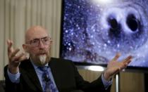 Dr. Kip Thorne of Caltech makes his closing remarks during a news conference to discuss the detection of gravitational waves, ripples in space and time hypothesized by physicist Albert Einstein a century ago, in Washington February 11, 2016. REUTERS/Gary Cameron