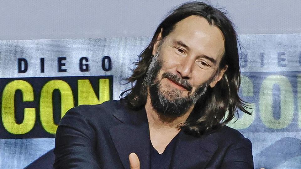 SAN DIEGO, CALIFORNIA - JULY 22: Keanu Reeves speaks onstage at Keanu Reeves "BRZRKR: The Immortal Saga Continues" panel during 2022 Comic-Con International: San Diego at San Diego Convention Center on July 22, 2022 in San Diego, California. (Photo by Kevin Winter/Getty Images)