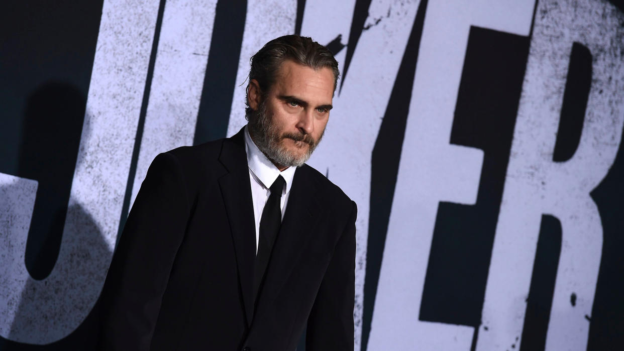 Mandatory Credit: Photo by Jordan Strauss/Invision/AP/Shutterstock (10429479b)Joaquin Phoenix arrives at the Los Angeles premiere of "Joker" at TCL Chinese Theatre onLA Premiere of "Joker", Los Angeles, USA - 28 Sep 2019.