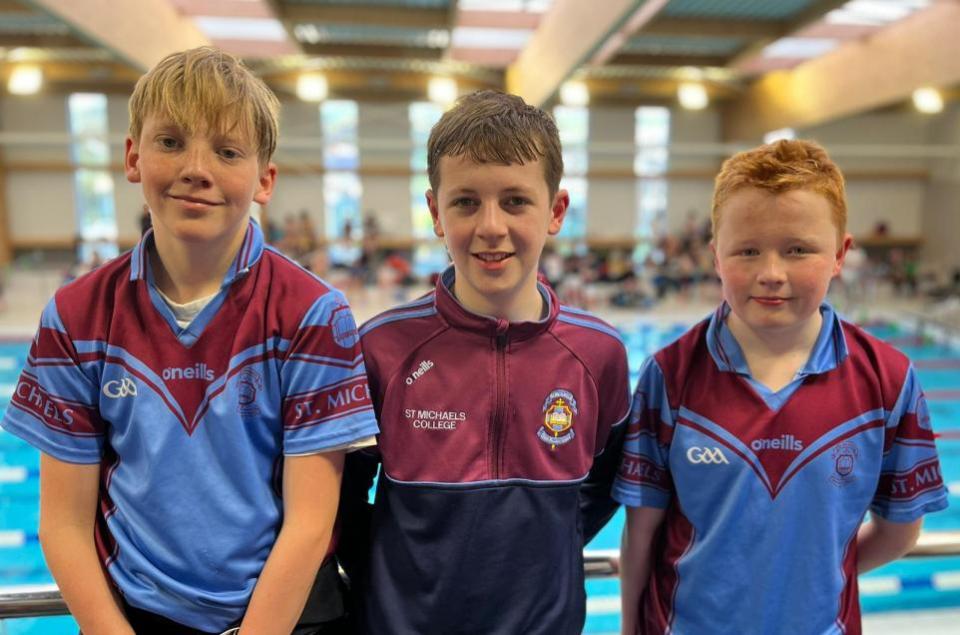 Impartial Reporter: St Michael’s swimmers Luke Lannon, Darragh Collins and Anton Neal.