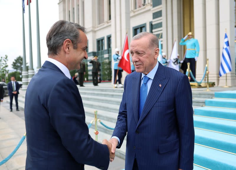 Turkey's President Tayyip Erdogan meets with Greek Prime Minister Kyriakos Mitsotakis in Ankara