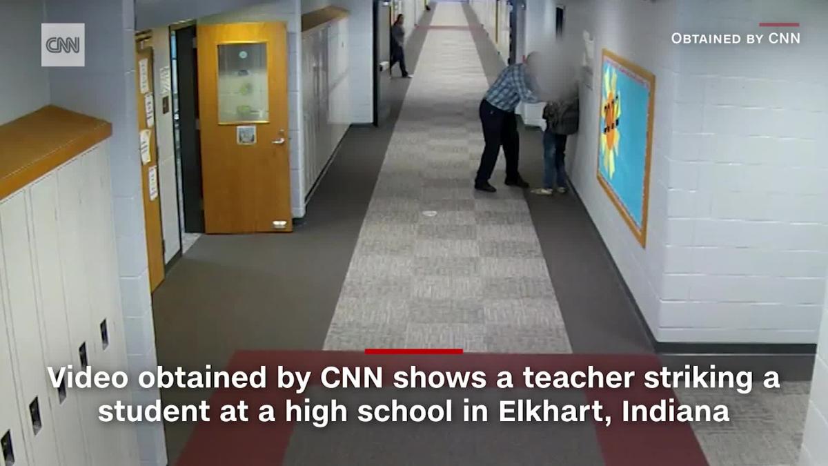 Teacher hits high school student on surveillance video