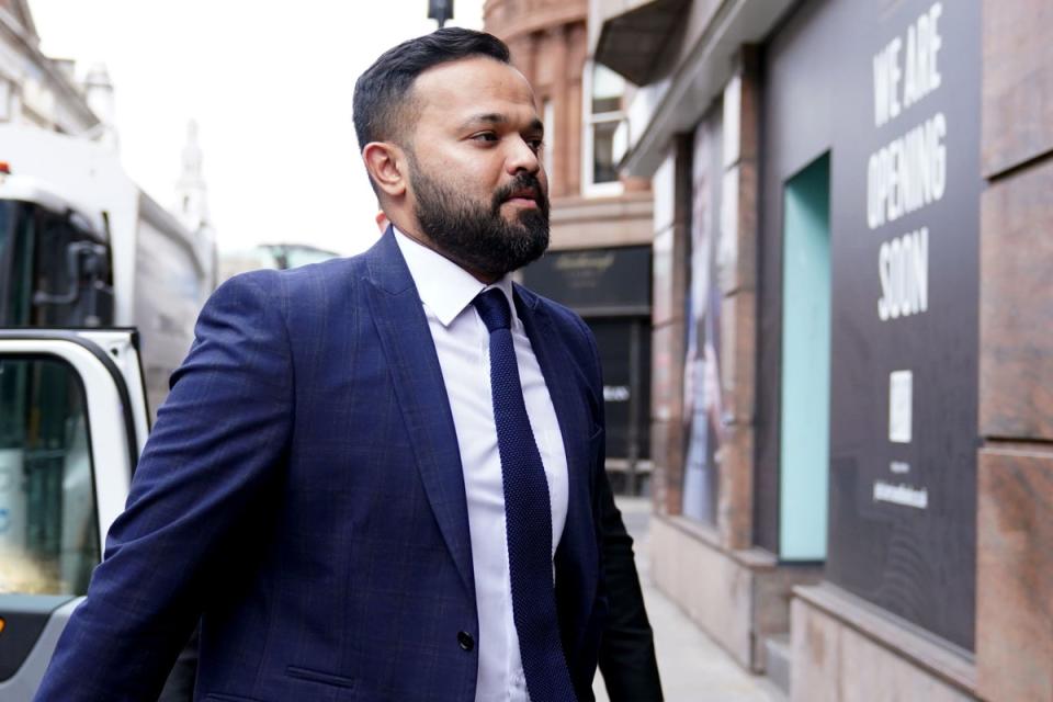Azeem Rafiq arrives at the Cricket Discipline Commission hearing (James Manning/PA). (PA Wire)