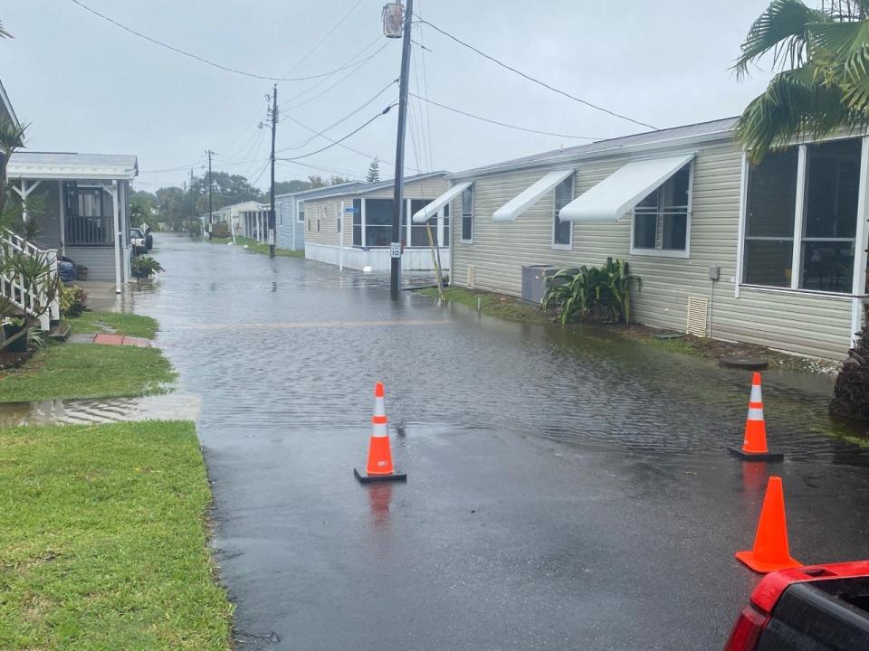 The streets of Merritt Island Village on Mullet Avenue on Merritt Island are flooded. Some stranded residents had to be evacuated.