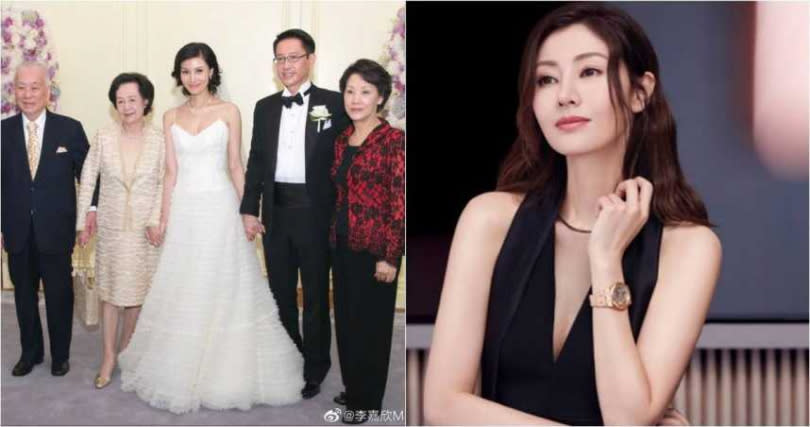 李嘉欣過去曬出與老公許晉亨結婚週年的慶祝照。（圖／翻攝自李嘉欣微博）