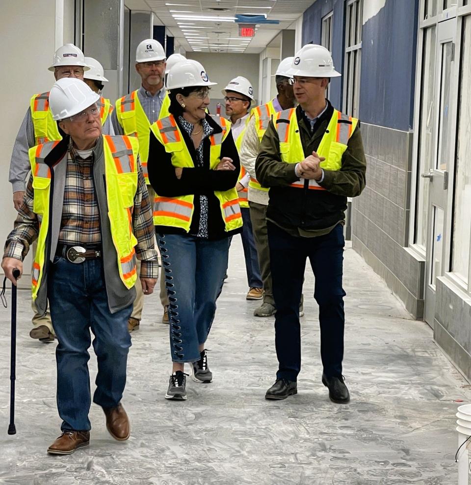 Wichita Falls Mayor Tim Short, City Council members, other city leaders had the opportunity to get a first look at Wichita Falls Memorial High School. Wichita Falls ISD School Board President Katherine McGregor and Dr. Donny Lee, WFISD superintendent, accompanied them.