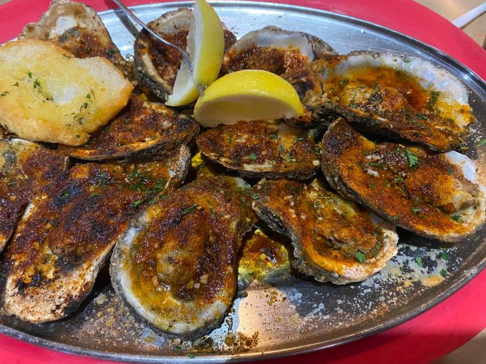 Blackened oysters from Dempsey’s Seafood and Steak Restaurant in Kiln Jessica Patterson-Smith/jepatterson@sunherald.com