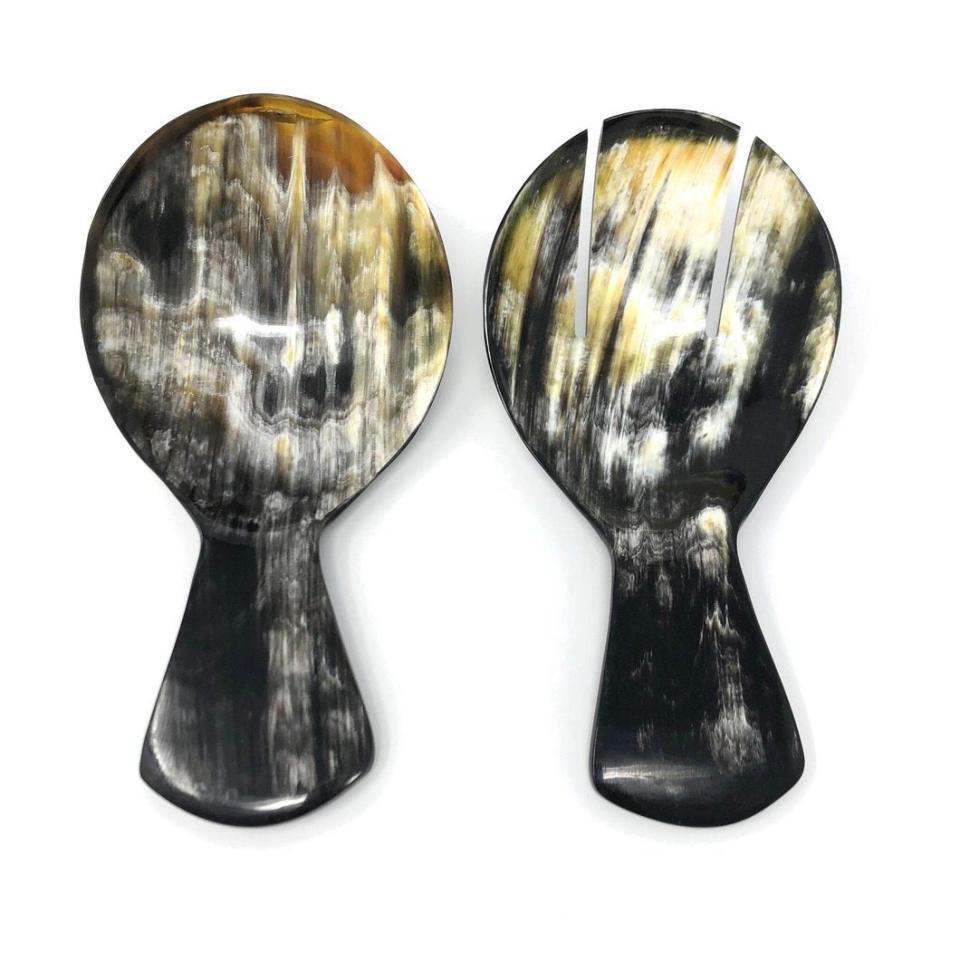 <p><a href="https://domainbylaurahodgesstudio.com/collections/kitchen-and-tabletop/products/ankole-short-serving-spoons" rel="nofollow noopener" target="_blank" data-ylk="slk:Shop Now;elm:context_link;itc:0;sec:content-canvas" class="link ">Shop Now</a></p><p>Laura Hodges Studio</p><p>domainbylaurahodgesstudio.com</p><p>$51.00</p>