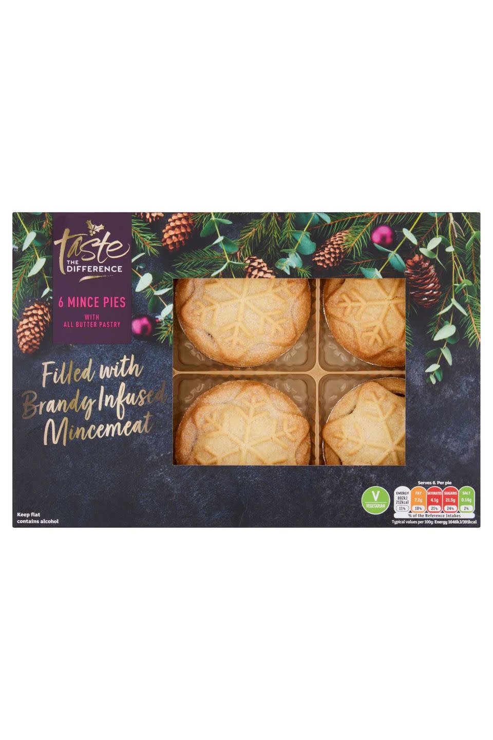 Sainsburys Taste the Difference 6 Mince Pies with All Butter Pastry