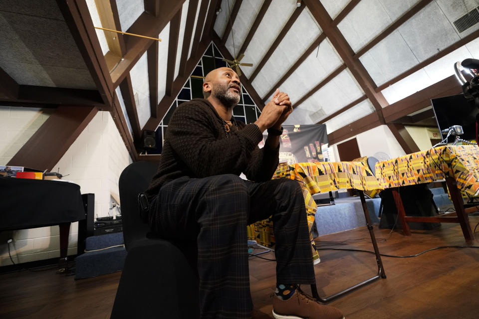 Reverend Earle J. Fisher, pastor of the Abyssinian Missionary Baptist Church of Memphis, speaks on the death of Tyre Nichols, who died after being beaten by Memphis police officers, in Memphis, Tenn., Tuesday, Jan. 24, 2023. (AP Photo/Gerald Herbert)