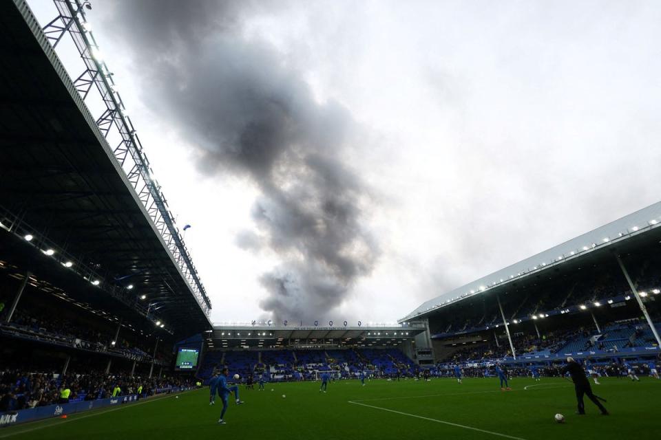 Inside Goodison Park stadium on Saturday evening (REUTERS)