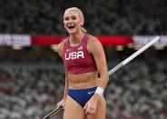 <p>Biography: 30 years old</p> <p>Event: Women's pole vault</p> <p>Quote: "I think especially with pole vault, it's a lot of hard work and a little bit of luck. And I'm so grateful that it went my way today."</p>