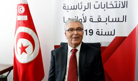 Tunisian Minister of Defense Abdelkarim Zbidi submits his candidacy for the presidential elections in Tunis