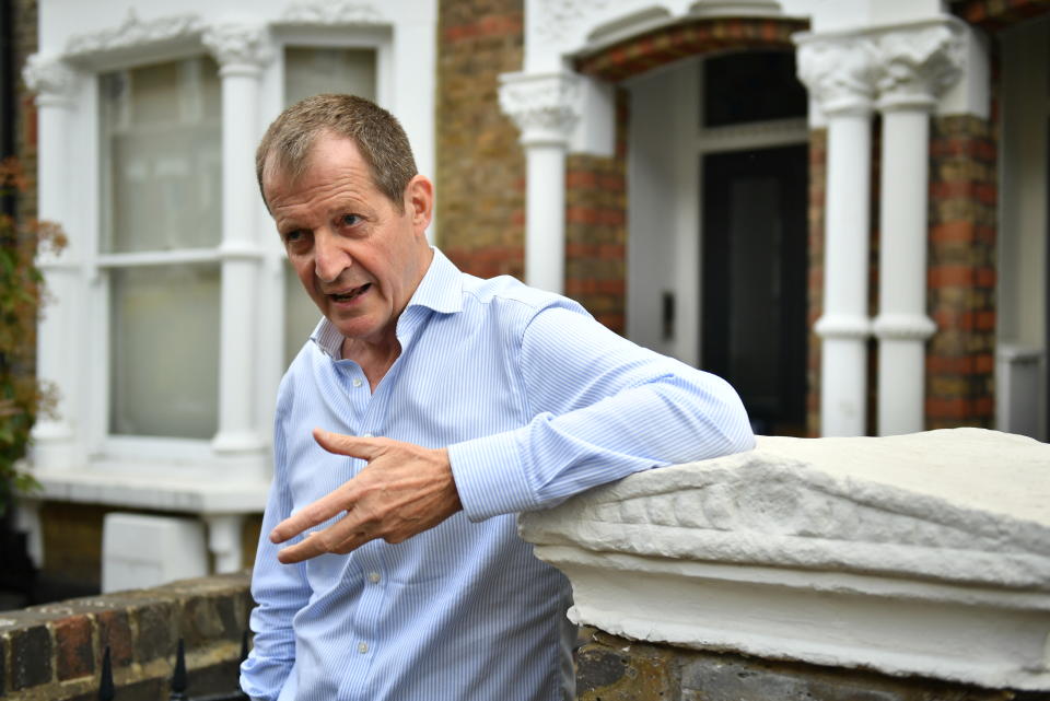 Alastair Campbell speaks to the media outside his home in north London after he was expelled from the Labour Party for admitting he voted for the Liberal Democrats in the European elections. (Photo by Dominic Lipinski/PA Images via Getty Images)