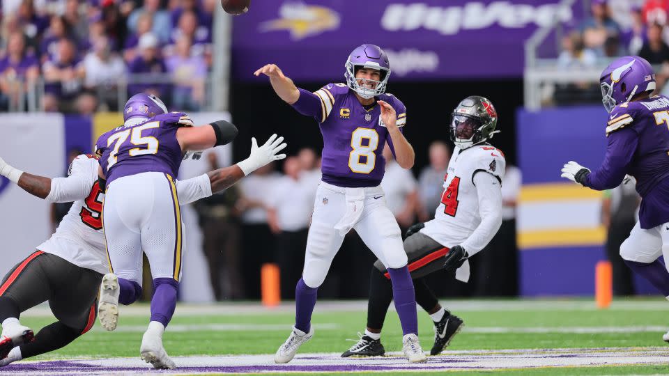 Cousins threw for two touchdowns on Sunday but his team eventually fell to a 20-17 loss against the Buccaneers. - Adam Bettcher/Getty Images