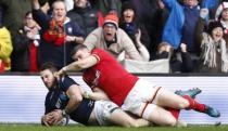 Britain Rugby Union - Scotland v Wales - Six Nations Championship - BT Murrayfield Stadium, Edinburgh - 25/2/17 Scotlandâ€™s Tommy Seymour scores their first try Reuters / Russell Cheyne Livepic