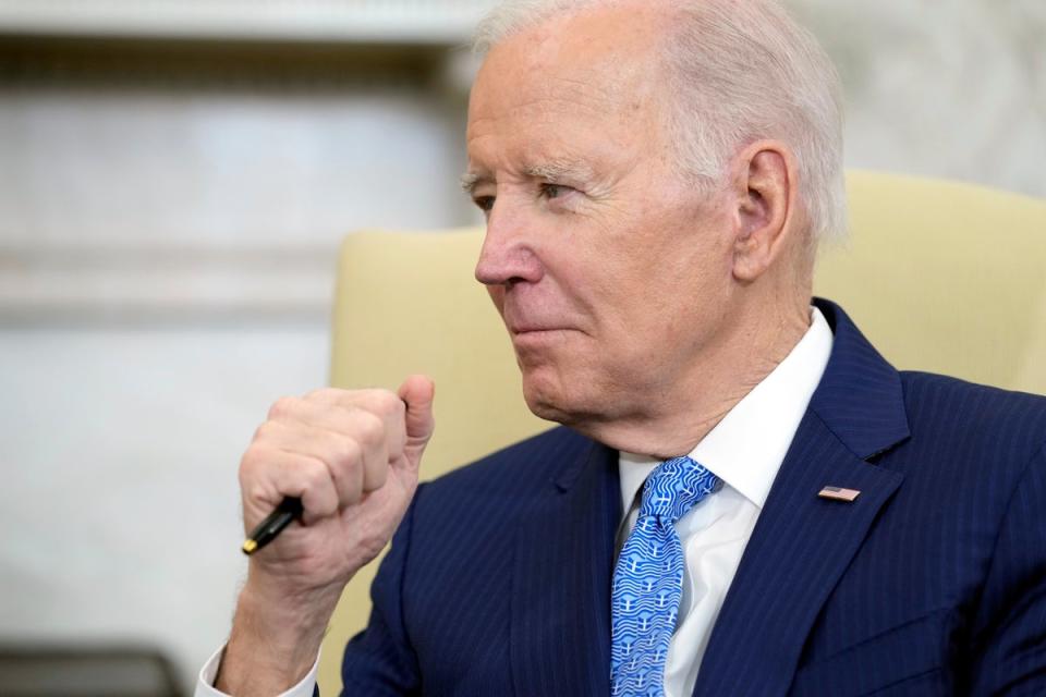 Jeremy Hunt has accused Joe Biden (pictured) of leading a “distortive” green subsidy race (Copyright 2023 The Associated Press. All rights reserved.)