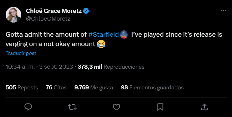 Chloë Grace Moretz declaró su amor por Starfield