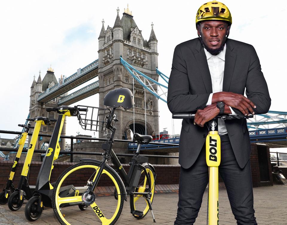 Usain Bolt publicising his new mobility company Bolt. Photo: Bolt Mobility