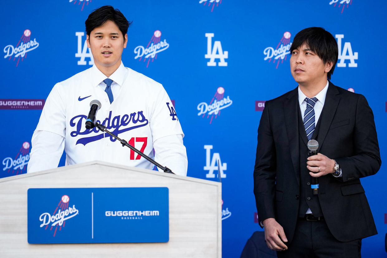 Shohei Ohtani and interpreter Ippei Mizuhara (Ashley Landis / AP file)